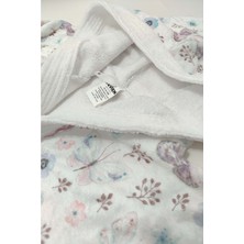 Vevien Home Kelebek Desen Dijital Baskılı Genç Çocuk Bornozu 15-16 Yaş
