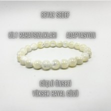 Yıldız Doğal Taş Sertifikalı Beyaz Topaz 8mm Elastik Misinalı Doğal Taş Bileklik