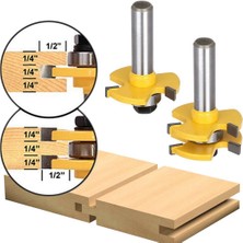 Silhouette Dil ve Oluk Seti, Yönlendirici Ucu Seti, Ahşap Kapı Döşeme 3 Diş Ayarlanabilir, 1/2 Inç T Şekli Ahşap Freze Kesici Ağaç Işleme Aleti (2 Adet) (Yurt Dışından)