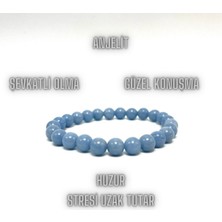 Yıldız Doğal Taş Sertifikalı Anjelit 8mm Elastik Misinalı Doğal Taş Bileklik