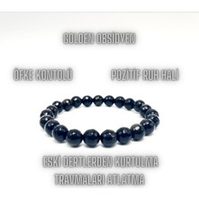 Yıldız Doğal Taş Sertifikalı Obsidyen 8mm Elastik Misinalı Doğal Taş Bileklik