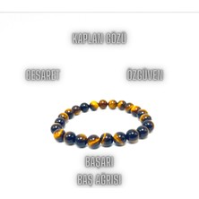 Yıldız Doğal Taş Sertifikalı Kaplan Gözü 8mm Elastik Misinalı Doğal Taş Bileklik