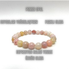 Yıldız Doğal Taş Sertifikalı Pembe Opal 8mm Elastik Misinalı Doğal Taş Bileklik