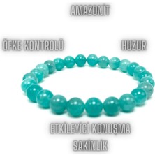 Yıldız Doğal Taş Sertifikalı Premium Kalite Amazonit 8mm Elastik Misinalı Doğal Taş Bileklik