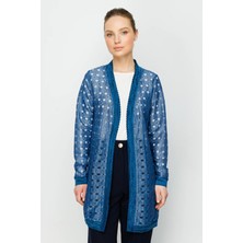 ON Delikli Uzun Hırka Indıgo