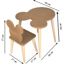 S.tkoleksiyonhobiantika Boyanabilir Ahşap Mdf Mickey Mouse Çocuk Oyun Aktivite Masa Sandalye Seti