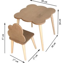 S.tkoleksiyonhobiantika Boyanabilir Ahşap Mdf Kare Çocuk Oyun Aktivite Masa Sandalye Seti