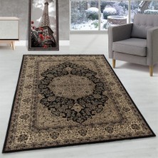 Carpettex Marokan Iran Tarzı Klasik Desenli Halı Bordürlü Salon Halısı Siyah