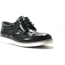 Onlo Ayakkabı Raker 3070-2 Siyah Beyaz Rugan Erkek Çocuk Klasik Ayakkabı