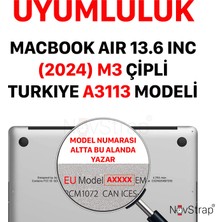 Novstrap Apple Macbook Air M3 Çip 2024 13.6 Inç A3113 ile Uyumlu Kılıf Sert Parlak Koruma Kapak