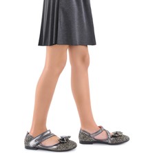 Kiko Kids Vakko Cırtlı Fiyonklu Kız Bebek Babet Ayakkabı Arç 08 Platin