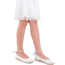 Kiko Kids Cilt Incili Lastikli Kız Bebek Babet Ayakkabı Arç 01 Beyaz