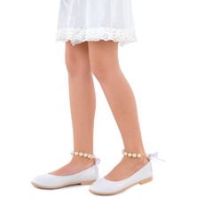 Kiko Kids Cilt Incili Lastikli Kız Bebek Babet Ayakkabı Arç 01 Beyaz