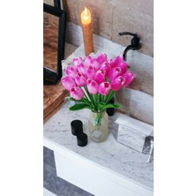 OziHouse Yapay Çiçek Islak Lale Fuşya 20'li Demet 2 Ayrı Desen