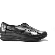 Beety 337 Deri Siyah Ortopedik Kadın Anne Ayakkabı