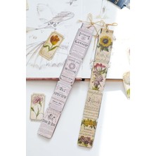 Gökçe Tasarım Florist Retro Şerit Sticker Kitap Vintage Bilet Çıkartma Scrapbook & Bullet Journal