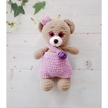 Oyuncak Park Lila Tulumlu Sevimli Ayıcık Amigurumi Organik Oyuncak