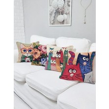 Körfez Kırlent Goblen Dokuma Kırlent Kılıfı 4'lü Karışık Kombin Set