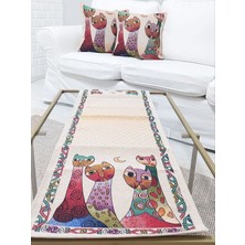 Körfez Kırlent Goblen Dokuma Kırlent Kılıfı ve Runner 2+1 Set