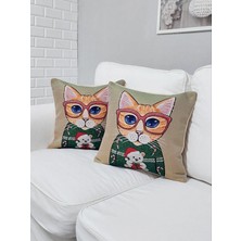 Körfez Kırlent Goblen Dokuma Kırlent Kılıfı 2'li Karışık Kombin Set