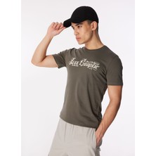 Lee Cooper Nero Erkek %100 Pamuk O Yaka T-Shirt Haki