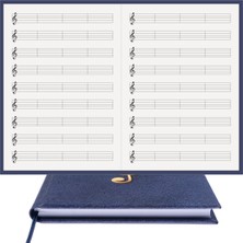 BİDEFTER Müzik Nota Defteri (Sol Anahtar Dört Kesik Çizgi) - Yıllık Planner El Dikişi (A/5)