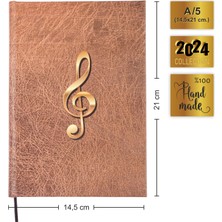 BİDEFTER Gitar Nota Defteri (Tab Anahtarlı) -Yıllık Planner El Dikişi, Özel Tasarım (A/5)