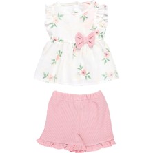 Mimbo Kids Kız Bebek Papatya Baskılı Bluz ve Waffle Fırfırlı Şort Takım
