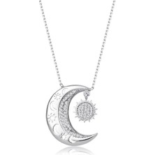 İryum Pırlanta Ay - Güneş Motifli Tasarım Kolye