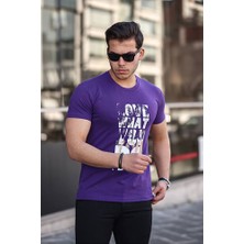 Tex Republic Mavi Erkek Slim Fit Bisiklet Yaka T-Shirt