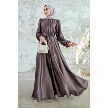 Vavinor Liza Kuşaklı Saten Elbise - Bakır