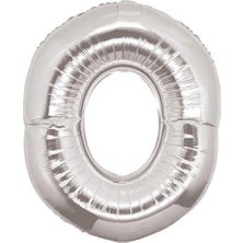 Kidspartim 0 Rakam Gümüş Folyo Balon 32 Inc 72 cm