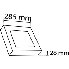 Noas 24W Sıva Üstü LED Panel Siyah Kare