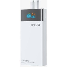 Bwoo 20000 Mah Göstergeli Taşınabilir Hızlı Şarj Cihazı Dahili Type-C ve Lightning Kablolu