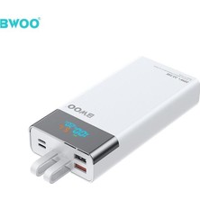 Bwoo 20000 Mah Göstergeli Taşınabilir Hızlı Şarj Cihazı Dahili Type-C ve Lightning Kablolu