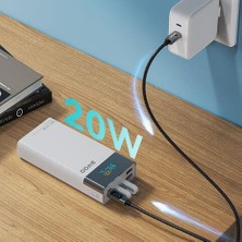 Bwoo 20000 Mah Göstergeli Taşınabilir Hızlı Şarj Cihazı Dahili Type-C ve Lightning Kablolu