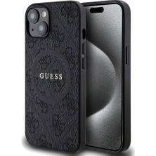 Guess iPhone 14 Uyumlu Kılıf Guess Orjinal Lisanslı Magsafe Özellikli 4g Desenli Yazı Logolu Kapak Siyah