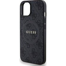 Guess iPhone 14 Uyumlu Kılıf Guess Orjinal Lisanslı Magsafe Özellikli 4g Desenli Yazı Logolu Kapak Siyah