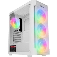 Rampage Vıgılant Mesh 650W 80+ Bronze Beyaz Temperli Camlı 4X12CM Rgb Fan Atx Mid-T Gaming Oyuncu Kasası