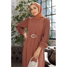 Vavinor Kolları Piliseli Elbise - Camel