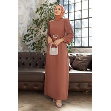 Vavinor Kolları Piliseli Elbise - Camel