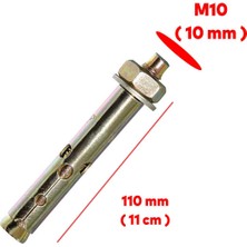 Badem10 Saplamalı Gömlek Çelik Dübel M10X110 mm Raf Montaj Bağlantı Zemin Monte Tavan Beton Asma Aparat