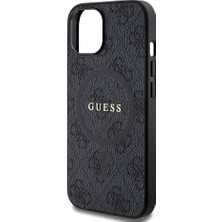 Guess iPhone 15 Uyumlu Kılıf Guess Orjinal Lisanslı Magsafe Özellikli 4g Desenli Yazı Logolu Kapak Siyah