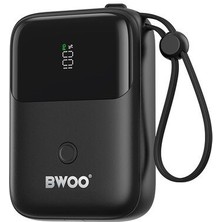 Bwoo 10.000 Mah Kompakt Type-C ve Lightning (Iphone) Çıkışlı LED Ekranlı Hızlı Şarj Destekli Powerbank