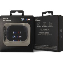 BMW Airpod  Pro 2 Uyumlu Çoklu Renkli Çizgili Çift Imd Baskı Logolu Kılıf Siyah