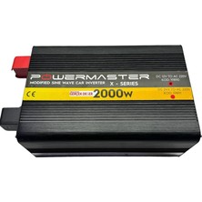 Powermaster 12 V Volt 2000 W Watt Modifiye Sinus Inverter 12-220 V Çevirici Dönüştürücü Dijital Ekranlı Invertör