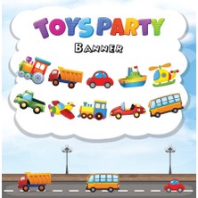 Kidspartim Taşıtlar Kağıt Banner 3 Metre 10 Parça