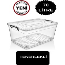 Deembro Tekerlekli Saklama Kabı 2 Li Set 50 Lt ve 70 Lt Büyük Boy Tekerlekli Saklama Kutusu Depolama Oyuncak