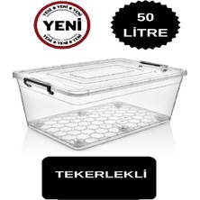 Deembro Tekerlekli Saklama Kabı 2 Li Set 50 Lt ve 70 Lt Büyük Boy Tekerlekli Saklama Kutusu Depolama Oyuncak