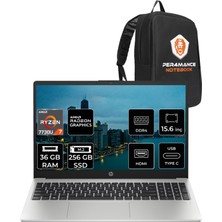 Hp 255 G10 Amd Ryzen 7 7730U 36GB 256GB SSD 15.6'' Fhd Fdos Taşınabilir Bilgisayar 8A548EA & Per4 Çanta 8A548EAP331